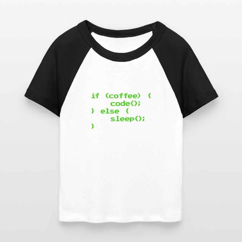 No Coffee No Code Programmer Computer Scientist Women's Cropped Baseball T-Shirt