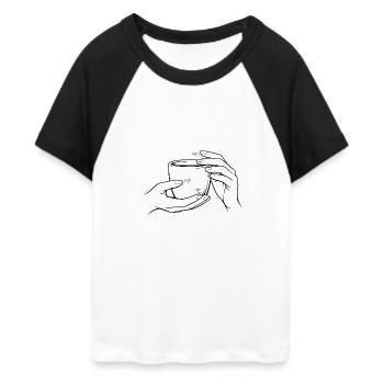 Tapping Hands - Women's Cropped Baseball T-Shirt - white/black - Front