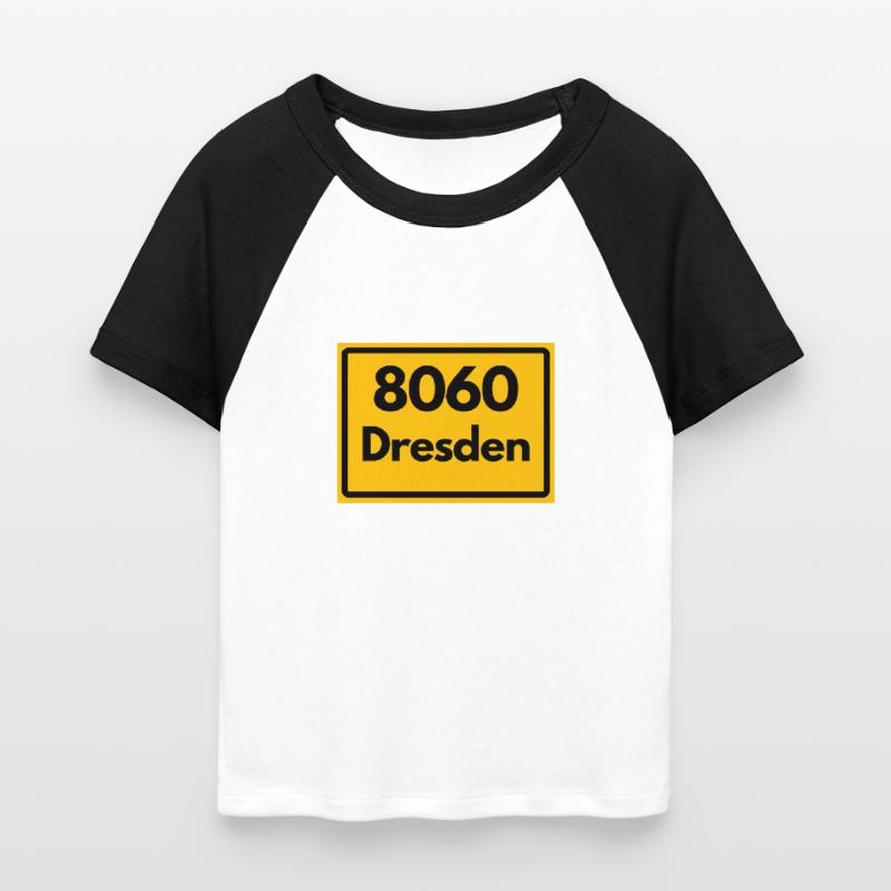 OLD POSTCODE ZIP CODE 8060 DRESDEN SAXONY Women's Cropped Baseball T-Shirt