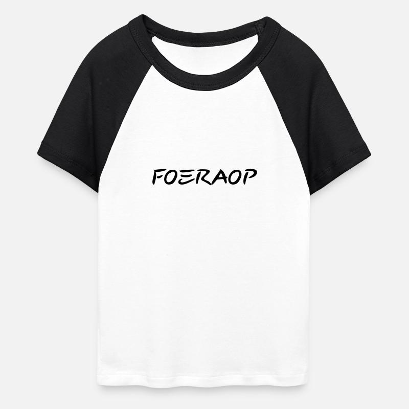 Foeraop - Antwerp dialect - Women's Cropped Baseball T-Shirt - white/black