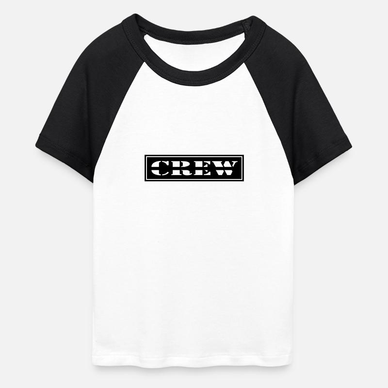 Conception de l’équipage sous forme de patch - T-shirt Crop Top de Baseball Femme - blanc/noir