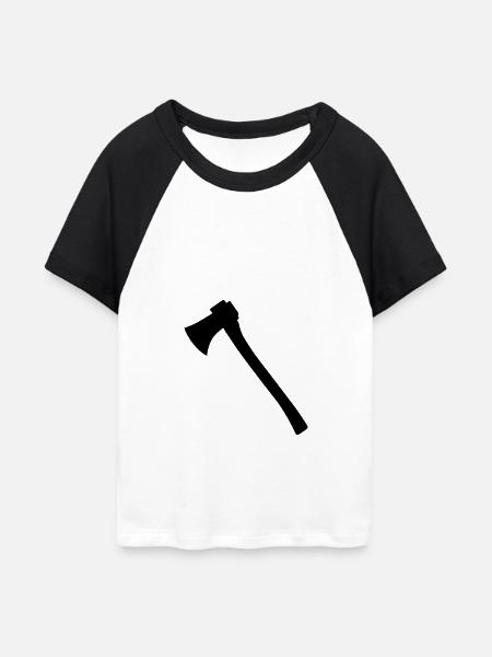 Axt - Frauen Cropped Baseball T-Shirt - Weiß/Schwarz