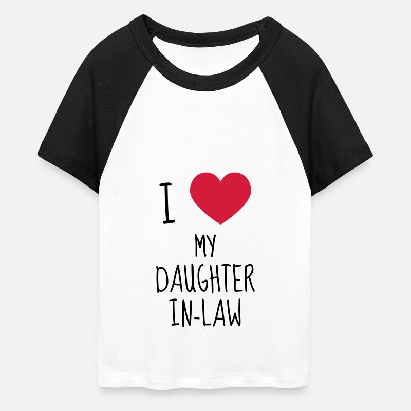 svärfar / svärmor / dotter i lag / son i lag - Croppad Baseball T-shirt dam - vit/svart