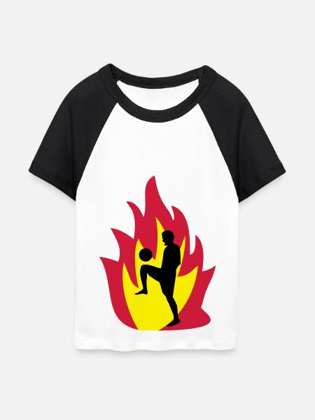 Fussball Feuer - Frauen Cropped Baseball T-Shirt - Weiß/Schwarz