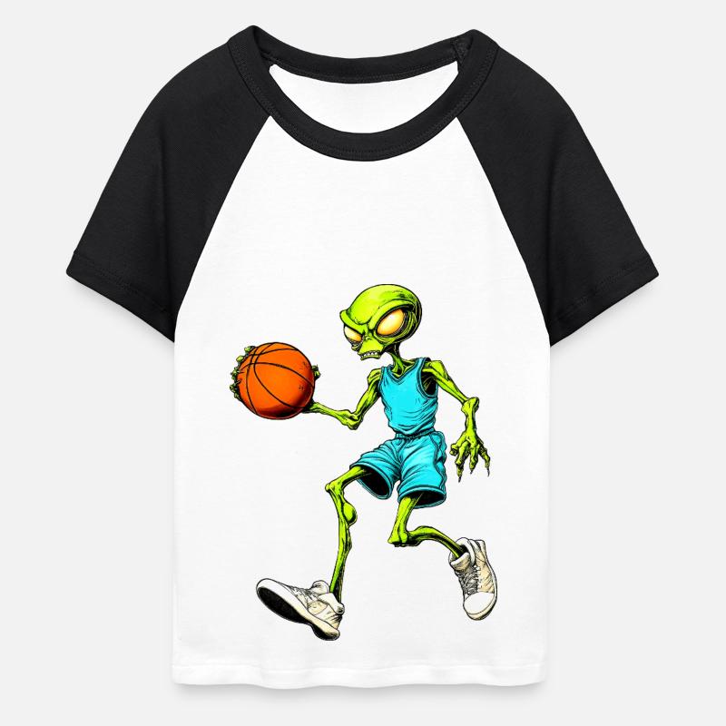 Alieni Pallacanestro - shirt da Baseball Corta da donna - bianco/nero