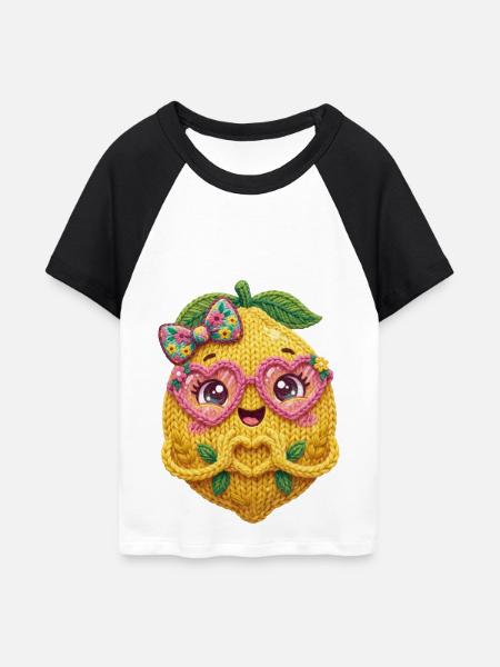 Zitrone Herz - Frauen Cropped Baseball T-Shirt - Weiß/Schwarz
