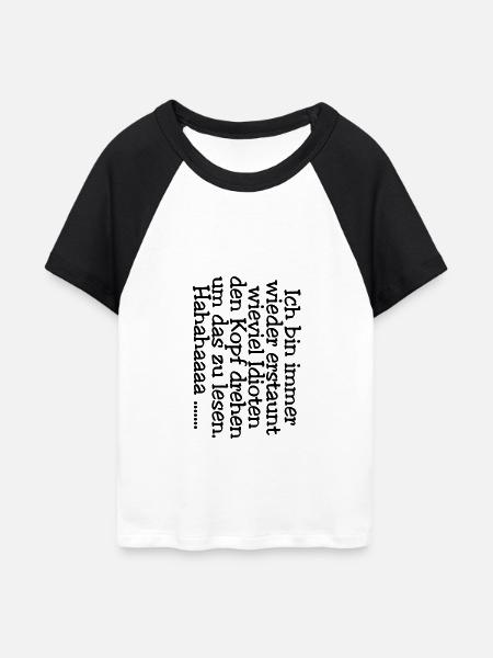 Kopf drehen - Idioten - Frauen Cropped Baseball T-Shirt - Weiß/Schwarz