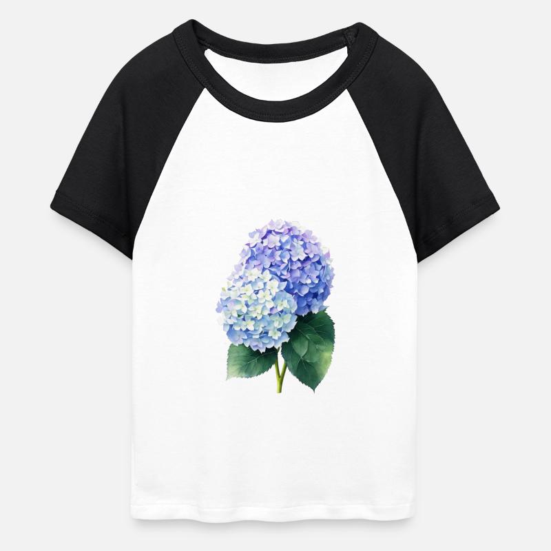 Hydrangea - Women's Cropped Baseball T-Shirt - white/black