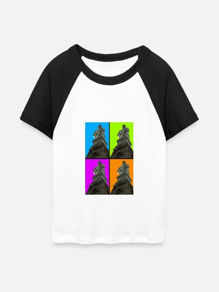 Herkules - Kassel - Frauen Cropped Baseball T-Shirt - Weiß/Schwarz