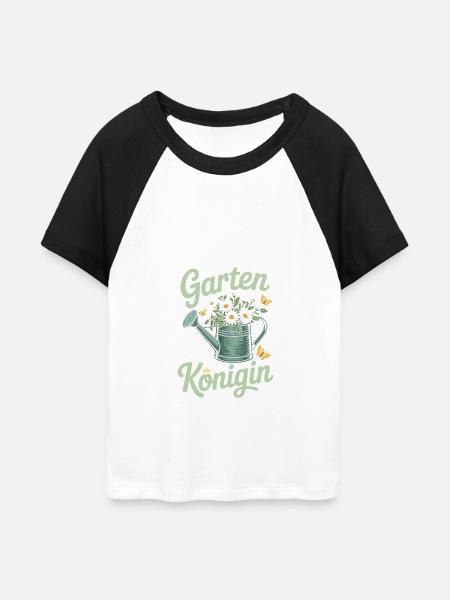 Königin im Garten - Gärtnerin Mama - Frauen Cropped Baseball T-Shirt - Weiß/Schwarz