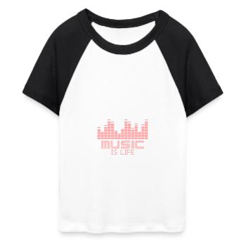 equalizer music is life - T-shirt Crop Top de Baseball Femme - blanc/noir - Devant