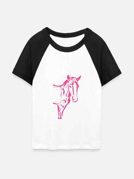 Pferdekopf Pferd Reiten Mädchen Geschenk - Frauen Cropped Baseball T-Shirt - Weiß/Schwarz