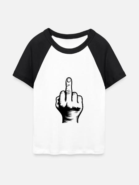 Mittelfinger - Frauen Cropped Baseball T-Shirt - Weiß/Schwarz