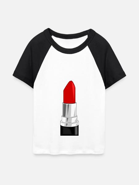 Lippenstift - Frauen Cropped Baseball T-Shirt - Weiß/Schwarz