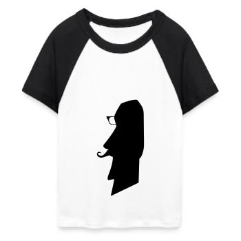moai_hipster_02 - T-shirt Crop Top de Baseball Femme - blanc/noir - Devant