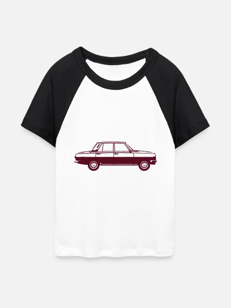 Wartburg 353 - Frauen Cropped Baseball T-Shirt - Weiß/Schwarz