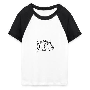 funny fish - Women's Cropped Baseball T-Shirt - white/black - Front