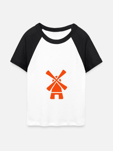 Windmühle - Frauen Cropped Baseball T-Shirt - Weiß/Schwarz