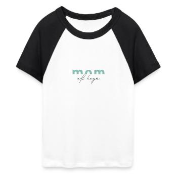 Mom of Boys Minimalist Aesthetic Mama Shirt - Frauen Cropped Baseball T-Shirt - Weiß/Schwarz - Vorne