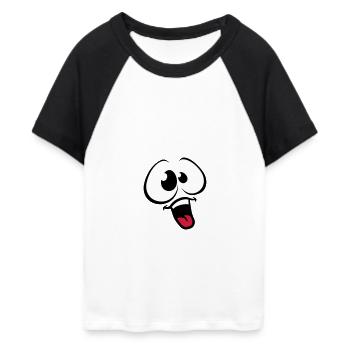 Funny Comic Face - Women's Cropped Baseball T-Shirt - white/black - Front