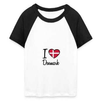 I Love Denmark Danmark Logo - Women's Cropped Baseball T-Shirt - white/black - Front