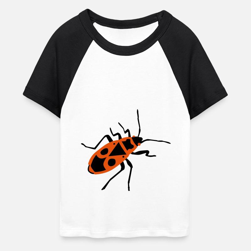 Fire beetle - insect - Firebug - Women's Cropped Baseball T-Shirt - white/black