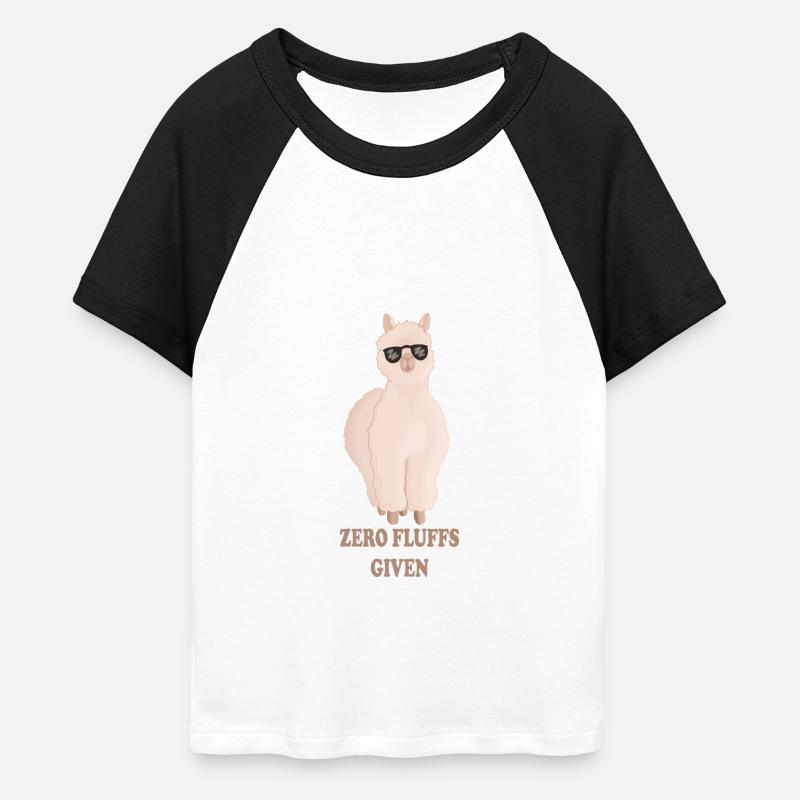 Zero Fluffs Given – Fluffy Alpaca with Sun Brush - Women's Cropped Baseball T-Shirt - white/black
