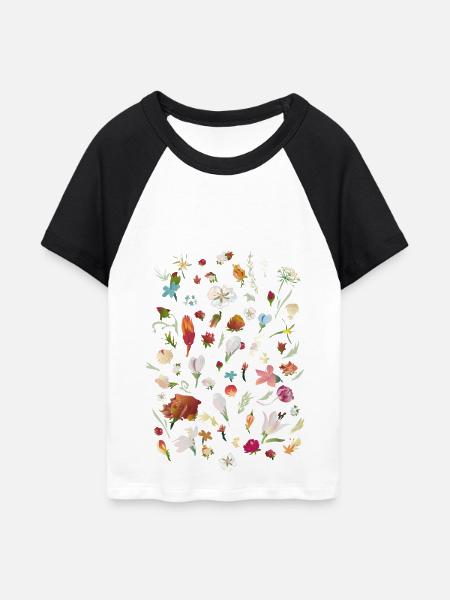 Blumenliese - Frauen Cropped Baseball T-Shirt - Weiß/Schwarz