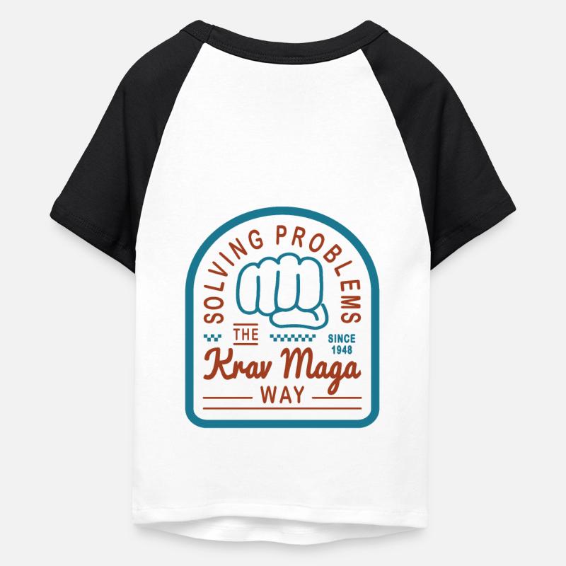 Solving problems the Krav Maga way - Frauen Cropped Baseball T-Shirt - Weiß/Schwarz