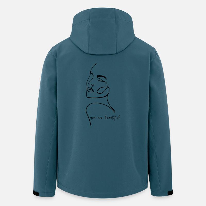 Vous êtes belle - Visage Line Art - Veste softshell homme en polyester recyclé Stanley/Stella - bleu pétrole foncé