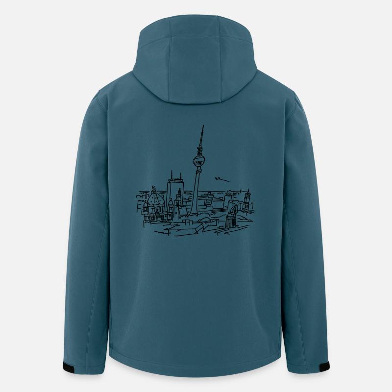 Le panorama de Berlin - Veste softshell homme en polyester recyclé Stanley/Stella - bleu pétrole foncé