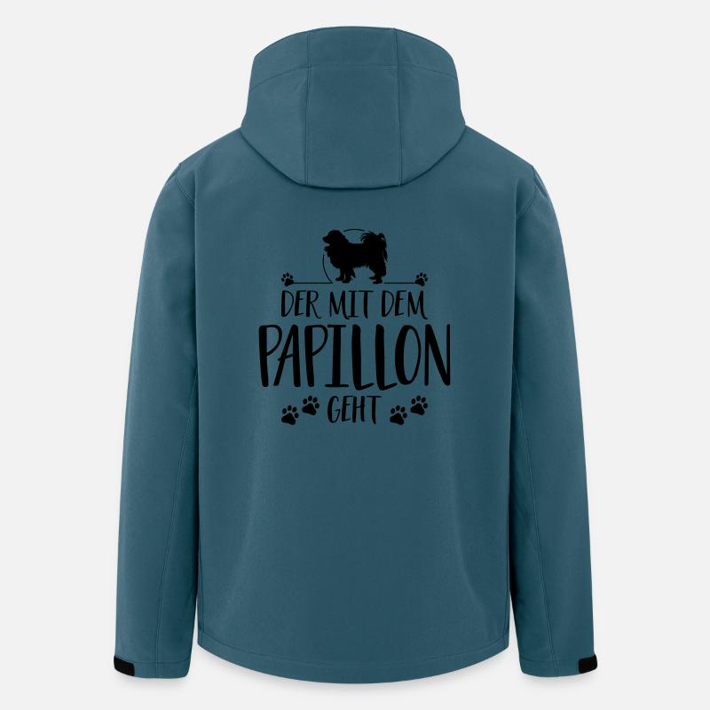 DER MIT PAPILLON GEHT Hundespruch Hund Wilsigns - Recycelte Männer Softshell-Jacke von Stanley/Stella - Dunkles Petrol