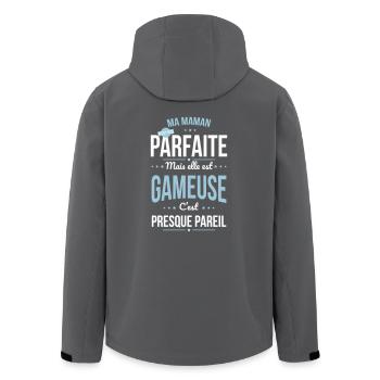Ma maman n'est pas parfaite - Gameuse - Veste softshell homme en polyester recyclé Stanley/Stella - bleu pétrole foncé - Dos - AI Model Male 185 light (185cm)