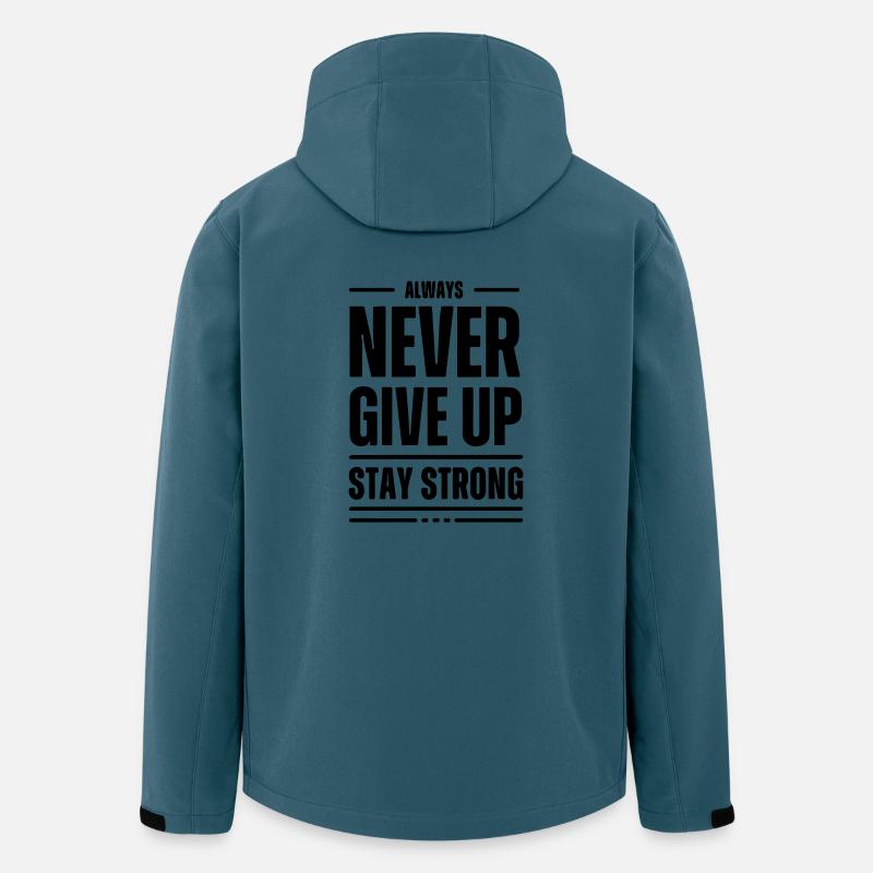 n'abandonne jamais, reste fort - Veste softshell homme en polyester recyclé Stanley/Stella - bleu pétrole foncé