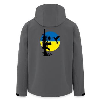 paix pas guerre ukraine - Veste softshell homme en polyester recyclé Stanley/Stella - bleu pétrole foncé - Dos - AI Model Male 185 light (185cm)