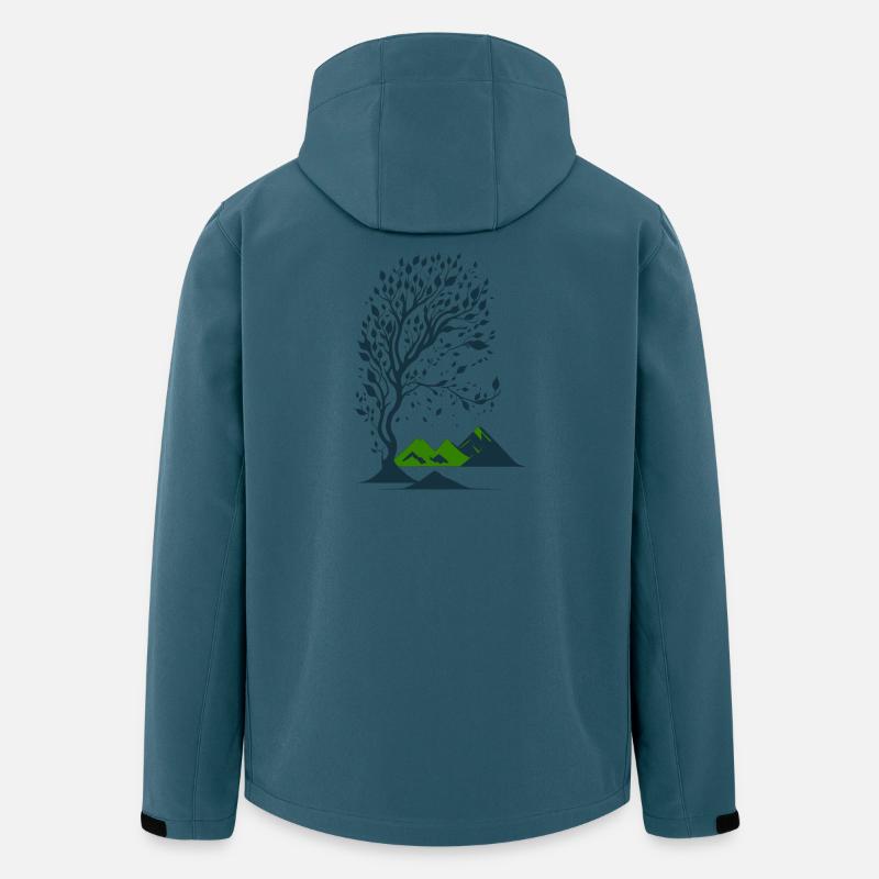 Baum und Berge minimalistisch - Recycelte Männer Softshell-Jacke von Stanley/Stella - Dunkles Petrol