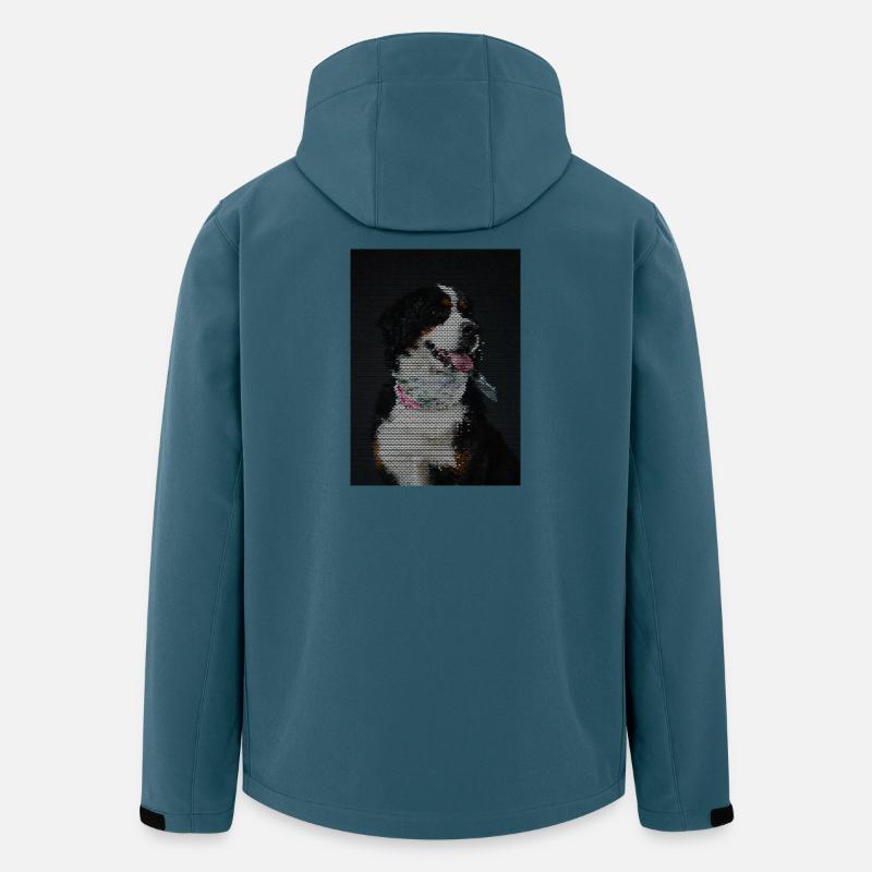 Chien mosaïque avec collier coloré - Veste softshell homme en polyester recyclé Stanley/Stella - bleu pétrole foncé