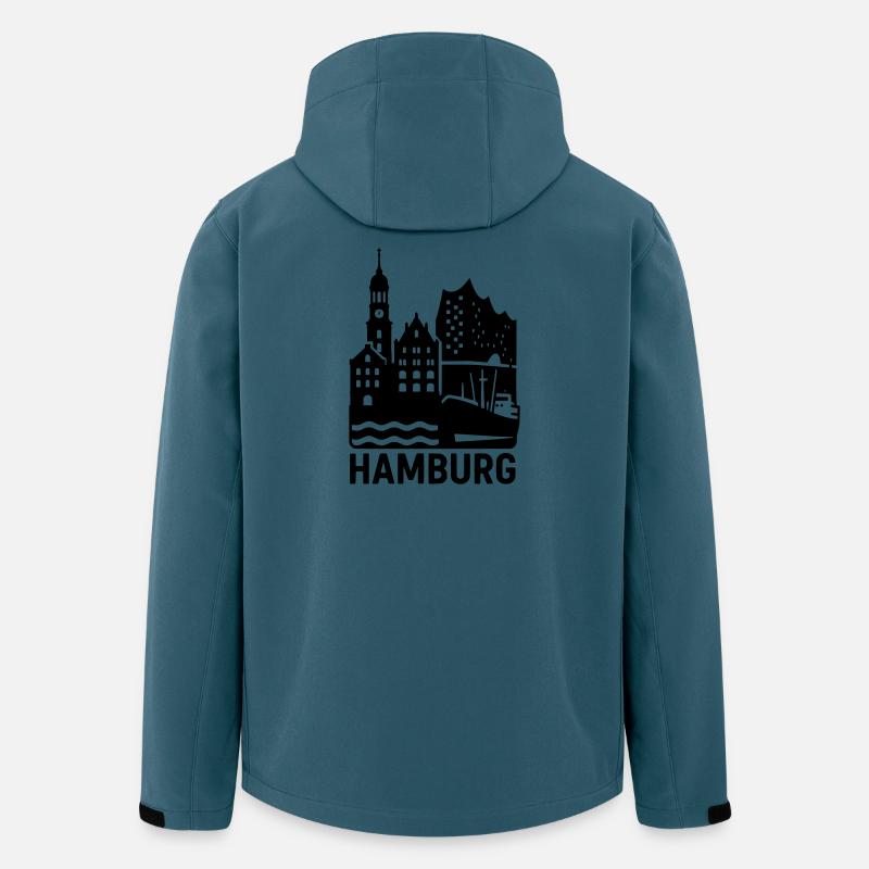 Hamburg Silhouette Wahrzeichen - Recycelte Männer Softshell-Jacke von Stanley/Stella - Dunkles Petrol