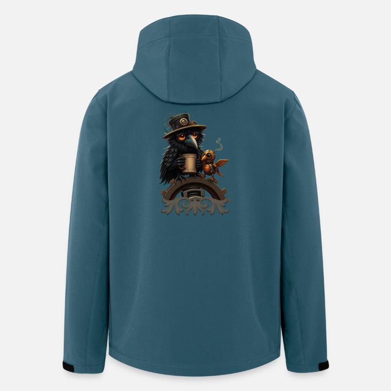 Steampunk Rabe mit Becher - Recycelte Männer Softshell-Jacke von Stanley/Stella - Dunkles Petrol