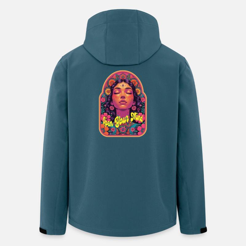 Open Your Mind Psytrance Kandi Bloom - Recycelte Männer Softshell-Jacke von Stanley/Stella - Dunkles Petrol