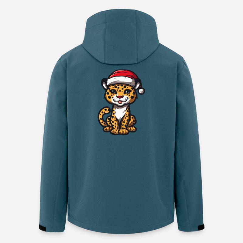 Leopard Weihnachten - Recycelte Männer Softshell-Jacke von Stanley/Stella - Dunkles Petrol