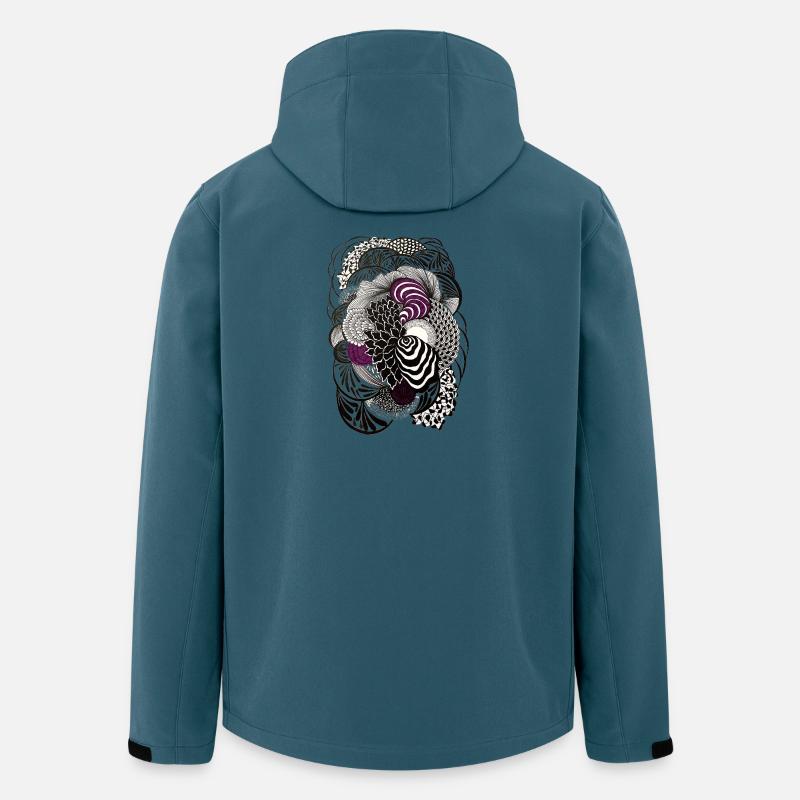 SchwarzWeiß Blütenspirale - Recycelte Männer Softshell-Jacke von Stanley/Stella - Dunkles Petrol