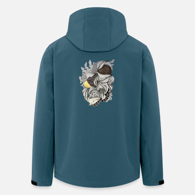 Blattgewebe Federlicht Muster - Recycelte Männer Softshell-Jacke von Stanley/Stella - Dunkles Petrol