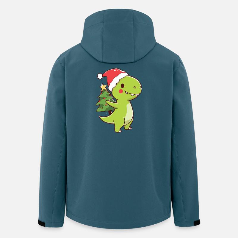 Kawaii Dino T-Rex mit Weihnachtsbaum - Recycelte Männer Softshell-Jacke von Stanley/Stella - Dunkles Petrol