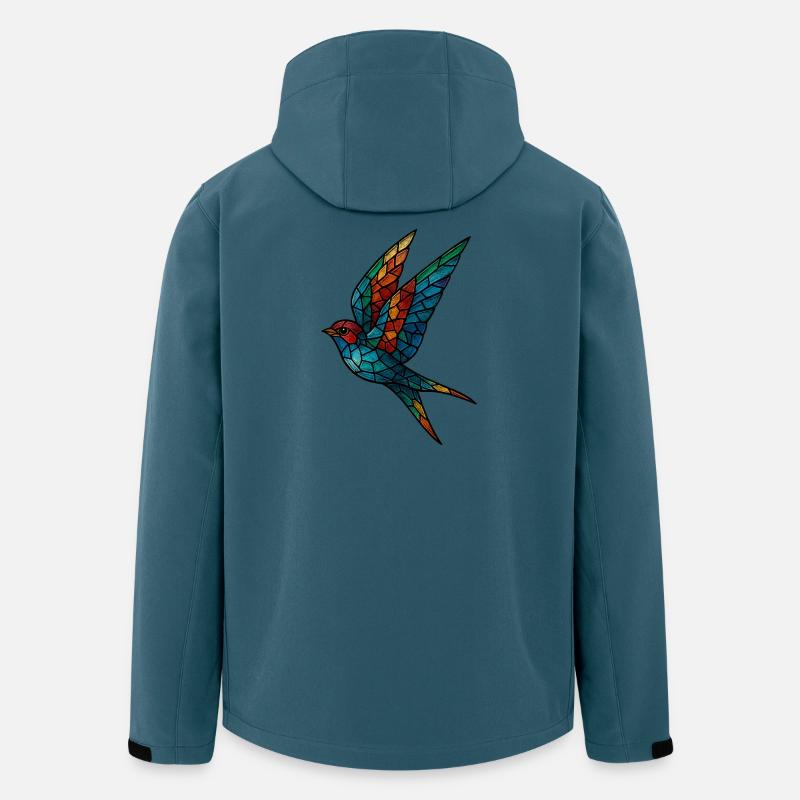 Schwalben-Buntglas-Mosaik Farbenfroher Vogel - Recycelte Männer Softshell-Jacke von Stanley/Stella - Dunkles Petrol