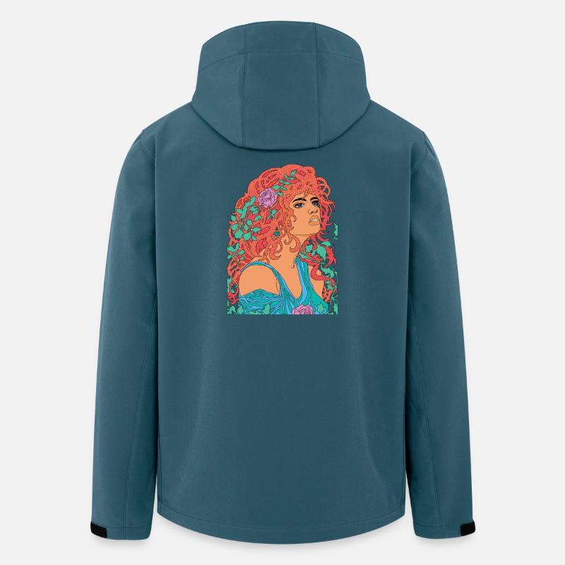 Red Nymph Psychedelic Pop Blumenporträt - Recycelte Männer Softshell-Jacke von Stanley/Stella - Dunkles Petrol
