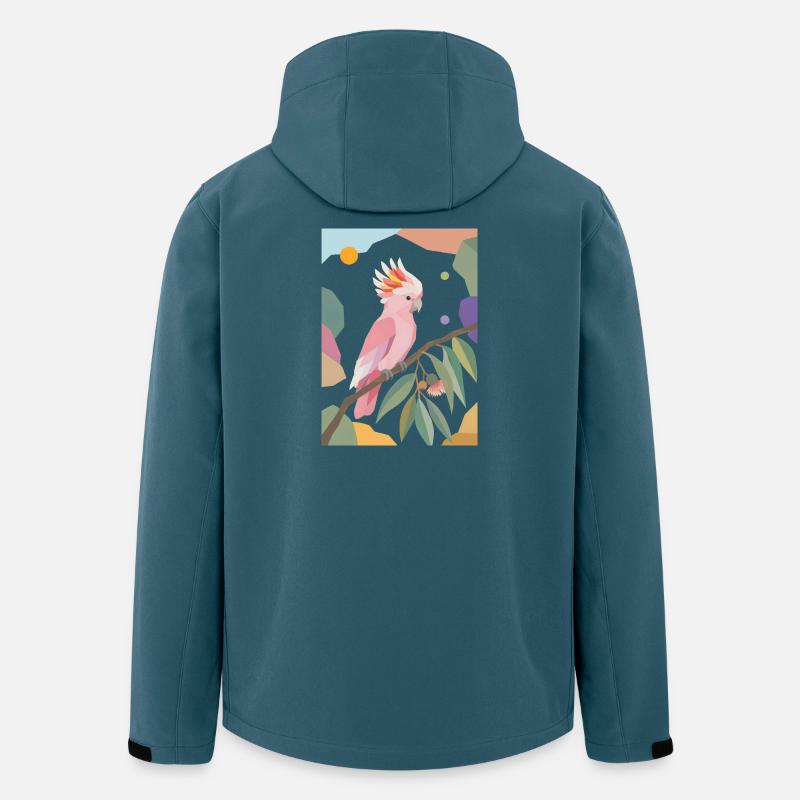 Oiseau perroquet cacatoès rose Design - Veste softshell homme en polyester recyclé Stanley/Stella - bleu pétrole foncé