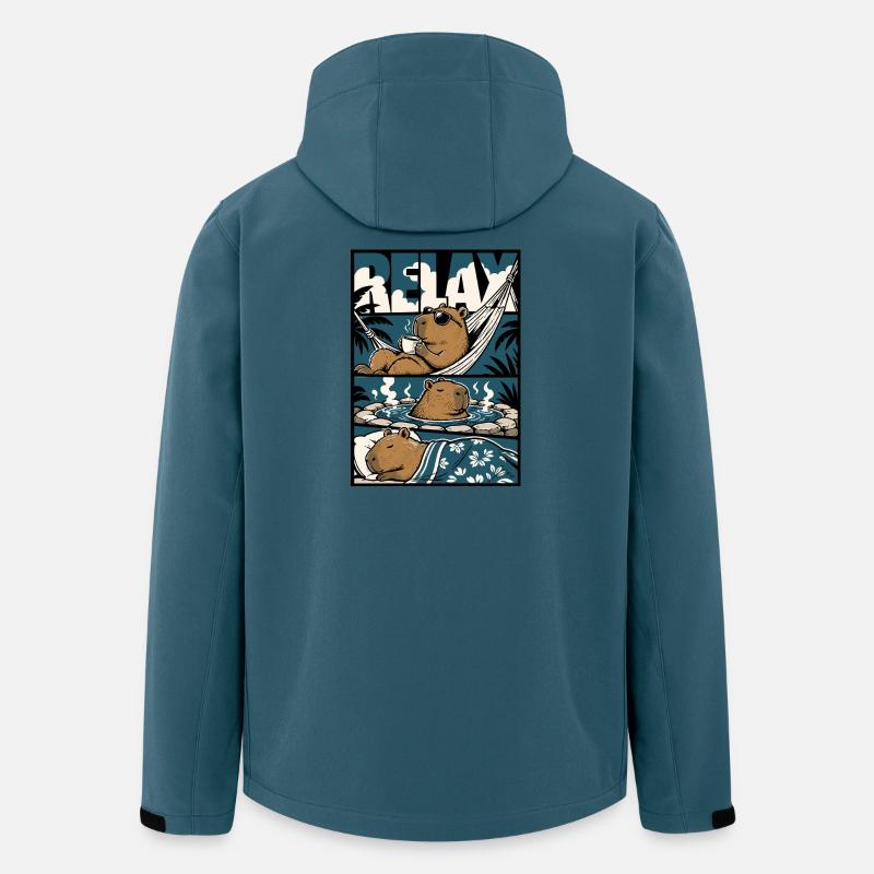 Motif de bien-être Relax Capybara - Veste softshell homme en polyester recyclé Stanley/Stella - bleu pétrole foncé