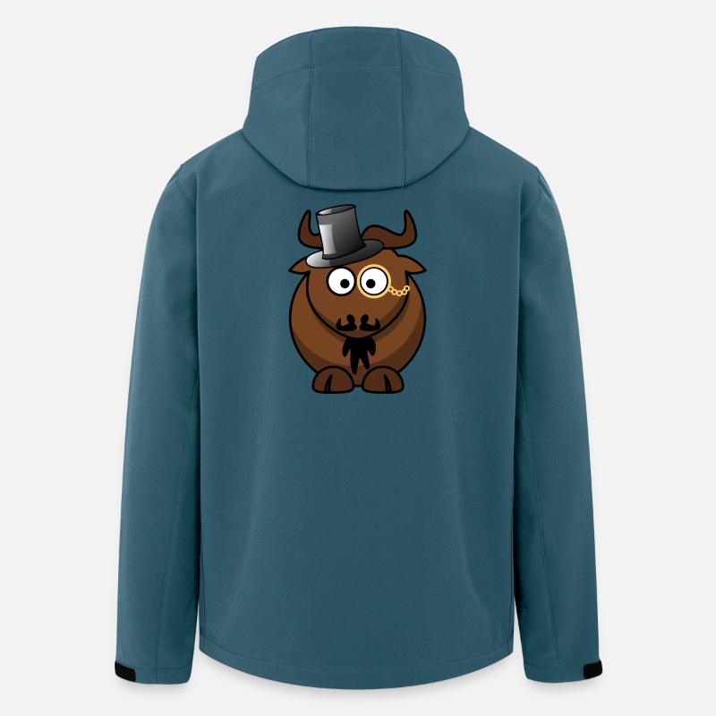 Büffelkarikatur mit Monokel - Recycelte Männer Softshell-Jacke von Stanley/Stella - Dunkles Petrol