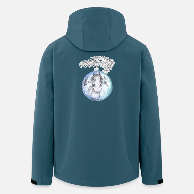 Weihnachtskugel Merry Christmas blau Pferd - Recycelte Männer Softshell-Jacke von Stanley/Stella - Dunkles Petrol